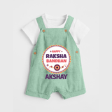 Rakhi Special Dungaree Set | Happy Rakhi Design for Babies - MINT GREEN - 0 - 5 Months Old (Chest 18")