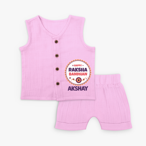 Rakhi Special Jabla Set | Happy Rakhi Design for Babies - BABY PINK - 0 - 3 Months Old (Chest 9.8")