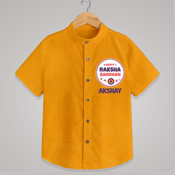 Rakhi Special Shirt | Happy Rakhi Design for Babies - CHROME YELLOW - 0 - 6 Months Old (Chest 23")