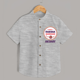 Rakhi Special Shirt | Happy Rakhi Design for Babies - GREY - 0 - 6 Months Old (Chest 23")