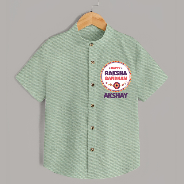 Rakhi Special Shirt | Happy Rakhi Design for Babies - MINT GREEN - 0 - 6 Months Old (Chest 23")
