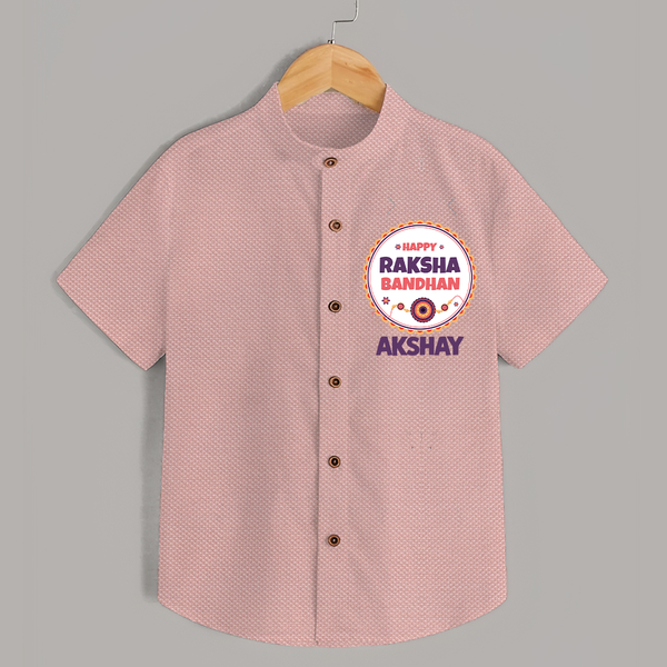 Rakhi Special Shirt | Happy Rakhi Design for Babies - PEACH - 0 - 6 Months Old (Chest 23")