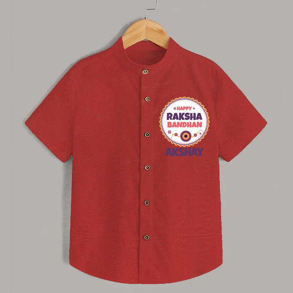 Rakhi Special Shirt | Happy Rakhi Design for Babies - RED - 0 - 6 Months Old (Chest 23")