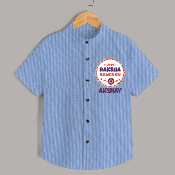 Rakhi Special Shirt | Happy Rakhi Design for Babies - SKY BLUE - 0 - 6 Months Old (Chest 23")