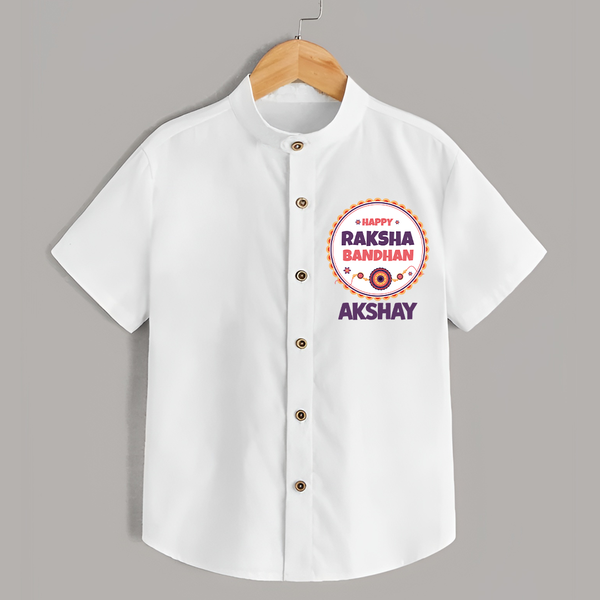 Rakhi Special Shirt | Happy Rakhi Design for Babies - WHITE - 0 - 6 Months Old (Chest 23")