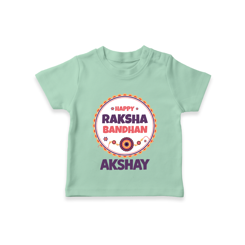 Rakhi Special T-Shirt | Happy Rakhi Design for Babies - MINT GREEN - 0-5 Months Old (Chest 17")