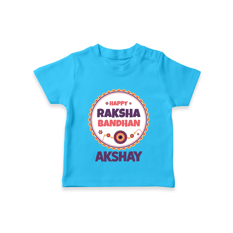 Rakhi Special T-Shirt | Happy Rakhi Design for Babies - SKY BLUE - 0-5 Months Old (Chest 17")