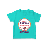 Rakhi Special T-Shirt | Happy Rakhi Design for Babies - TEAL - 0-5 Months Old (Chest 17")