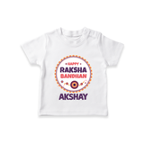 Rakhi Special T-Shirt | Happy Rakhi Design for Babies - WHITE - 0-5 Months Old (Chest 17")