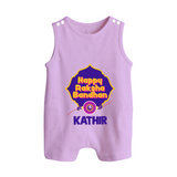Happy Rakhi Outfit | Gentle Rompersuit / Sleeveless Romper for Baby Celebrations - LILAC - 0 - 5 Months Old (Chest 18")