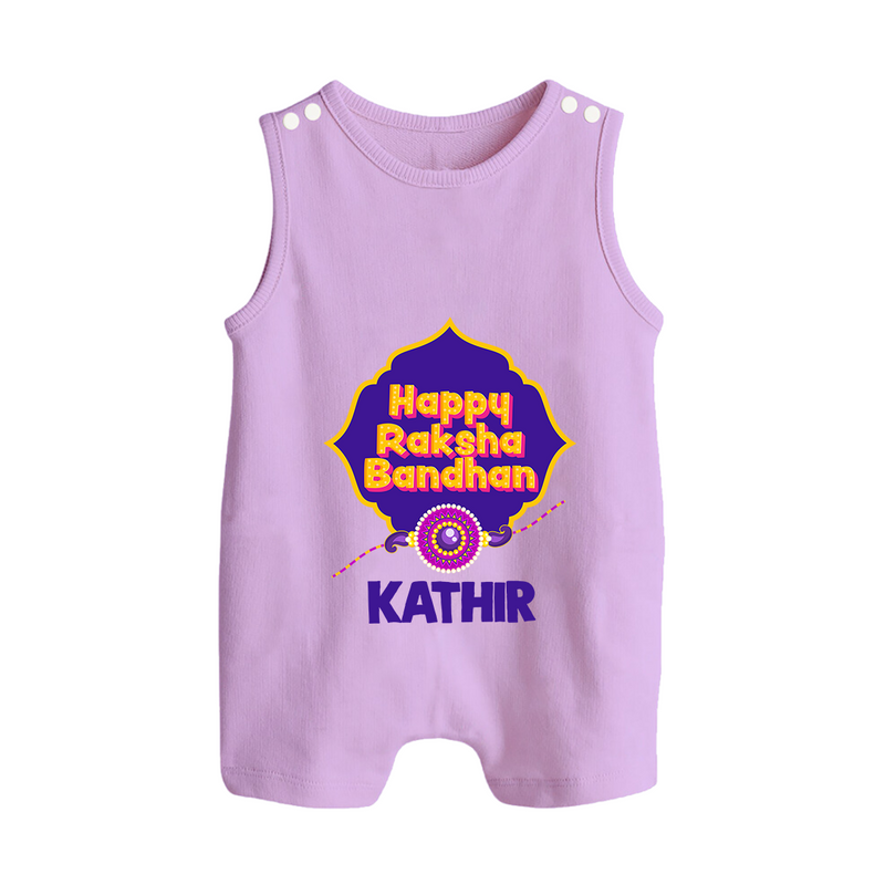 Happy Rakhi Outfit | Gentle Rompersuit / Sleeveless Romper for Baby Celebrations - LILAC - 0 - 5 Months Old (Chest 18")