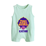 Happy Rakhi Outfit | Gentle Rompersuit / Sleeveless Romper for Baby Celebrations - MINT GREEN - 0 - 5 Months Old (Chest 18")