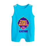 Happy Rakhi Outfit | Gentle Rompersuit / Sleeveless Romper for Baby Celebrations - SKY BLUE - 0 - 5 Months Old (Chest 18")