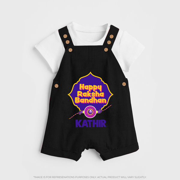 Happy Rakhi Outfit | Gentle Dungaree Set for Baby Celebrations - BLACK - 0 - 5 Months Old (Chest 18")