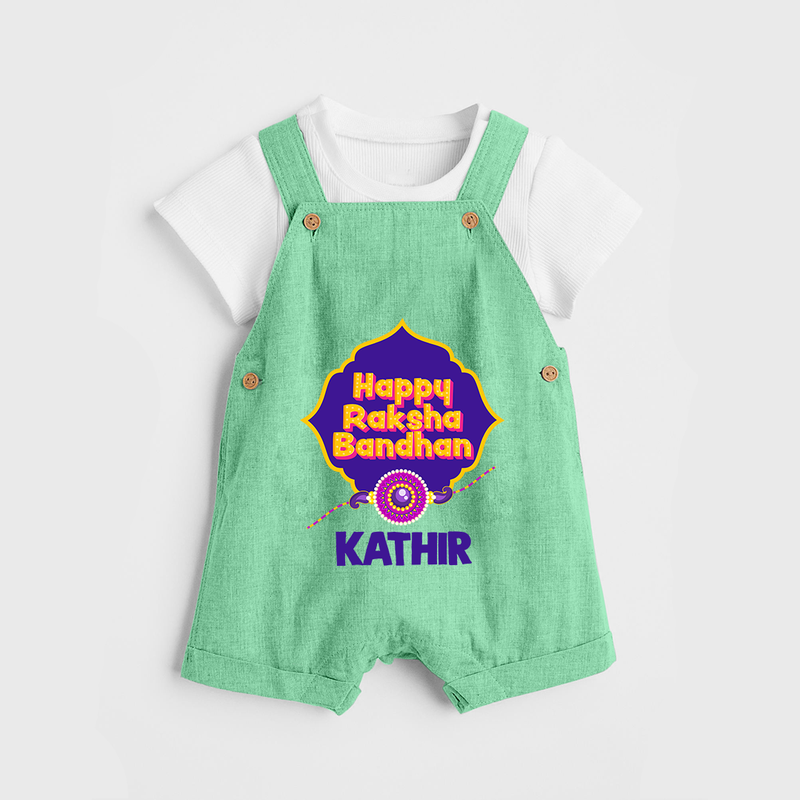 Happy Rakhi Outfit | Gentle Dungaree Set for Baby Celebrations - GREEN - 0 - 5 Months Old (Chest 18")