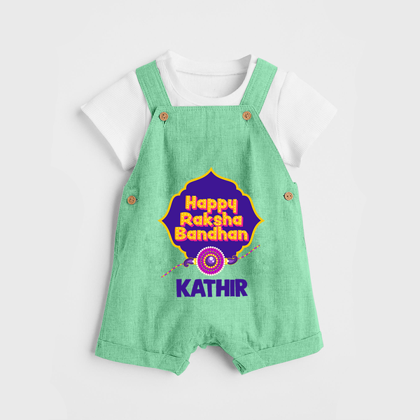 Happy Rakhi Outfit | Gentle Dungaree Set for Baby Celebrations - GREEN - 0 - 5 Months Old (Chest 18")