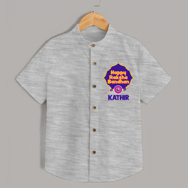 Happy Rakhi Outfit | Gentle Shirt for Baby Celebrations - GREY - 0 - 6 Months Old (Chest 23")