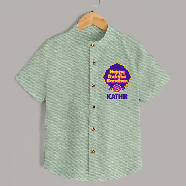 Happy Rakhi Outfit | Gentle Shirt for Baby Celebrations - MINT GREEN - 0 - 6 Months Old (Chest 23")