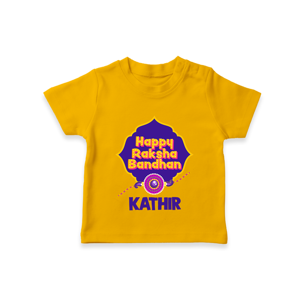 Happy Rakhi Outfit | Gentle T-Shirt for Baby Celebrations - CHROME YELLOW - 0-5 Months Old (Chest 17")