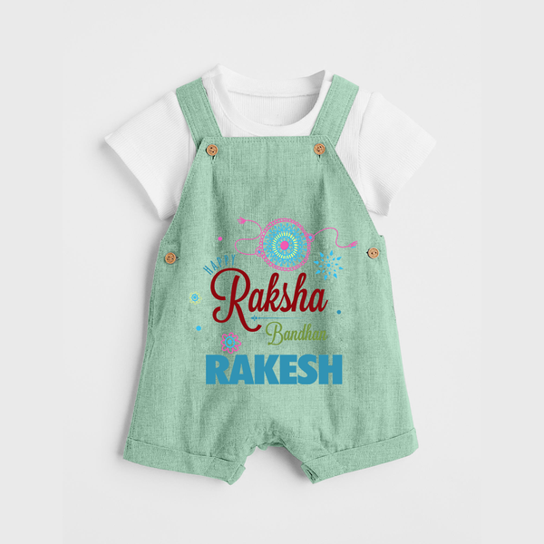 BabyÕs Raksha Bandhan Dungaree Set | Happy  Rakhi Theme Outfit - MINT GREEN - 0 - 5 Months Old (Chest 18")