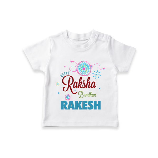 BabyÕs Raksha Bandhan T-Shirt | Happy  Rakhi Theme Outfit - WHITE - 0-5 Months Old (Chest 17")