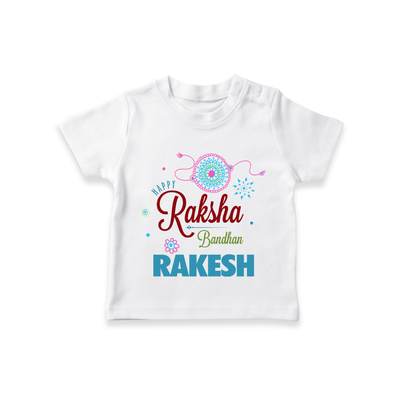 BabyÕs Raksha Bandhan T-Shirt | Happy  Rakhi Theme Outfit - WHITE - 0-5 Months Old (Chest 17")