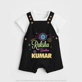 BabyÕs Raksha Bandhan Dungaree Set | Happy  Rakhi Theme Outfit - BLACK - 0 - 5 Months Old (Chest 18")