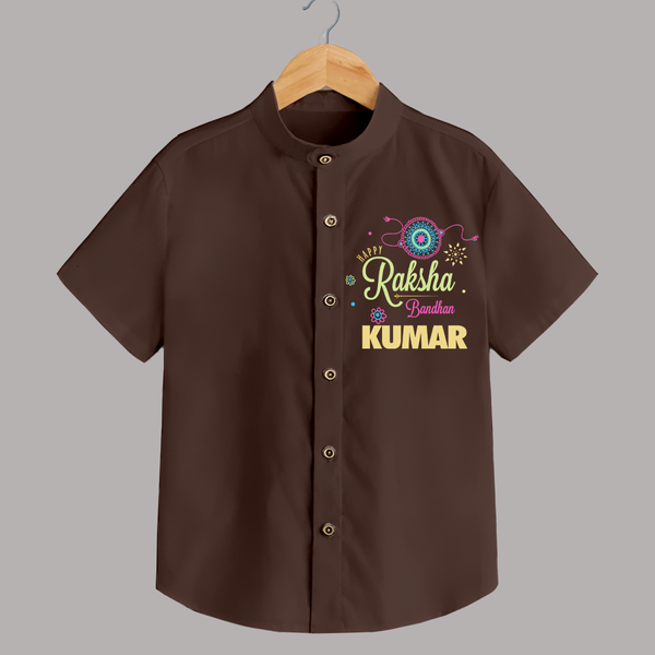 BabyÕs Raksha Bandhan Shirt | Happy  Rakhi Theme Outfit - CHOCOLATE BROWN - 0 - 6 Months Old (Chest 23")