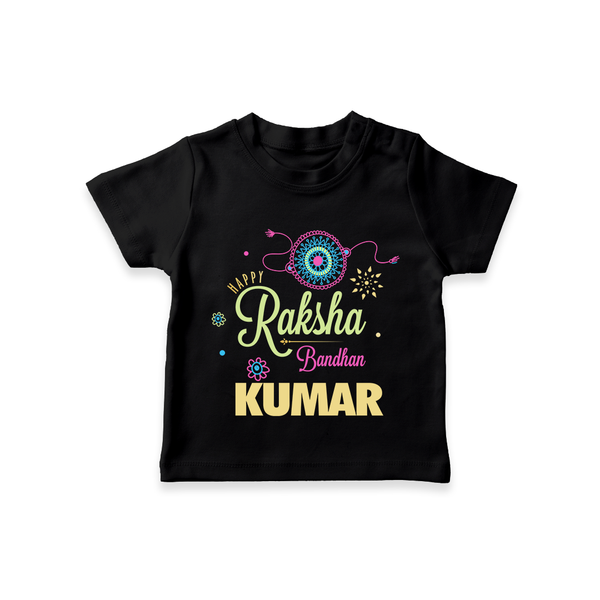 BabyÕs Raksha Bandhan T-Shirt | Happy  Rakhi Theme Outfit - BLACK - 0-5 Months Old (Chest 17")