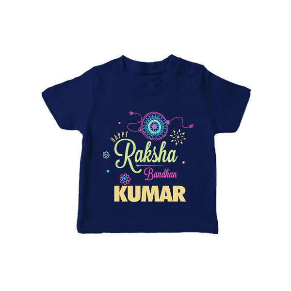 BabyÕs Raksha Bandhan T-Shirt | Happy  Rakhi Theme Outfit - NAVY BLUE - 0-5 Months Old (Chest 17")