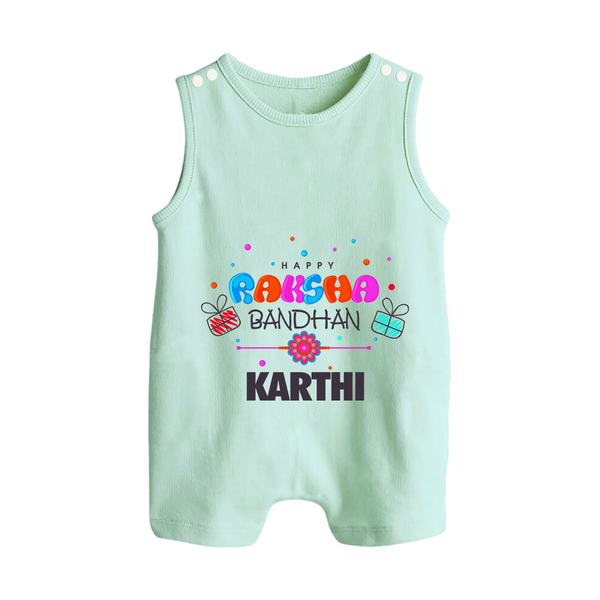 Festive Baby Rompersuit / Sleeveless Romper | Happy Rakhi Edition - MINT GREEN - 0 - 5 Months Old (Chest 18")