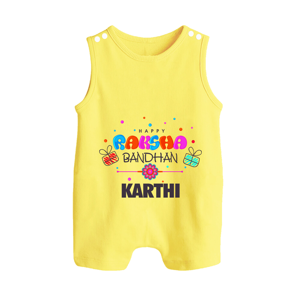 Festive Baby Rompersuit / Sleeveless Romper | Happy Rakhi Edition - PASTEL YELLOW - 0 - 5 Months Old (Chest 18")