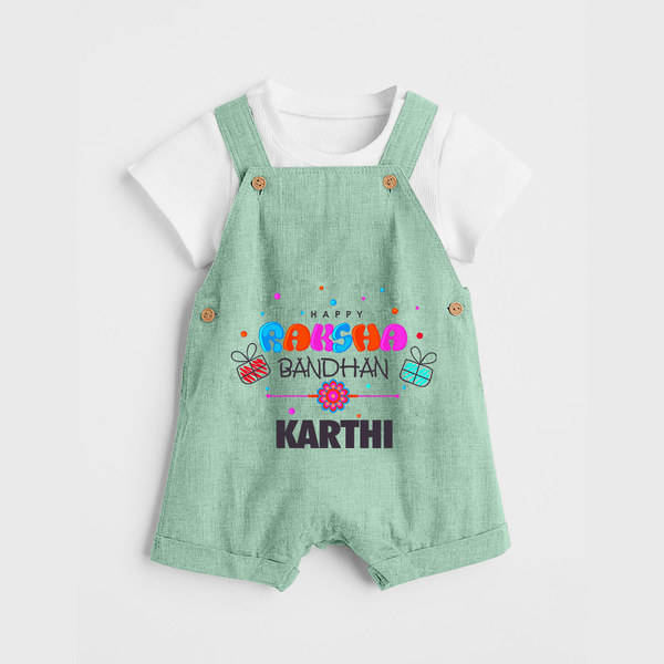 Festive Baby Dungaree Set | Happy Rakhi Edition - MINT GREEN - 0 - 5 Months Old (Chest 18")