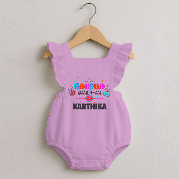 Festive Baby Romper Frock | Happy Rakhi Edition - BABY PINK - 0 - 3 Months Old (Chest 19")