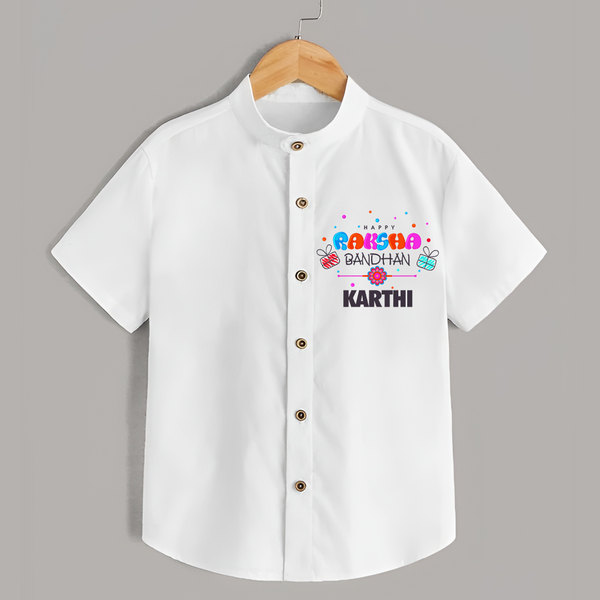 Festive Baby Shirt | Happy Rakhi Edition - WHITE - 0 - 6 Months Old (Chest 23")