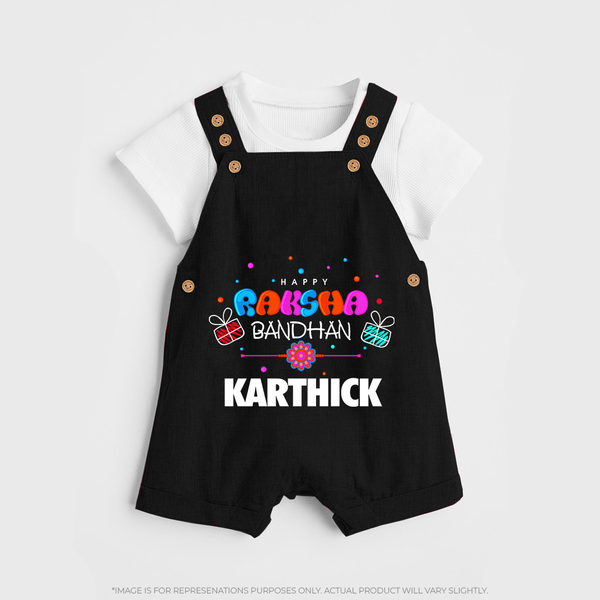 Festive Baby Dungaree Set | Happy Rakhi Edition - BLACK - 0 - 5 Months Old (Chest 18")
