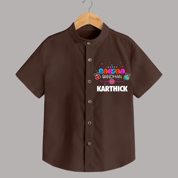 Festive Baby Shirt | Happy Rakhi Edition - CHOCOLATE BROWN - 0 - 6 Months Old (Chest 23")
