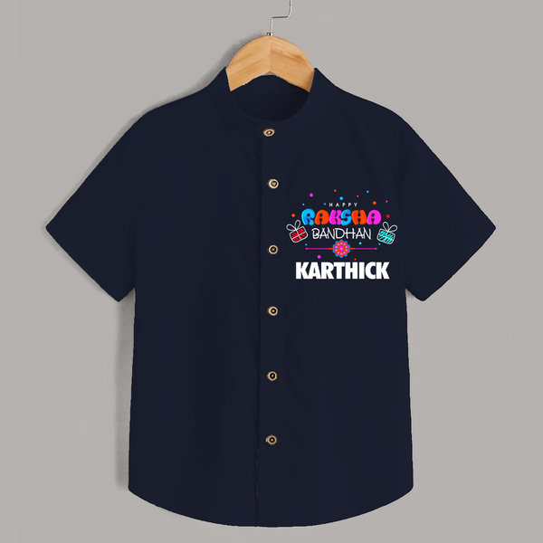 Festive Baby Shirt | Happy Rakhi Edition - NAVY BLUE - 0 - 6 Months Old (Chest 23")