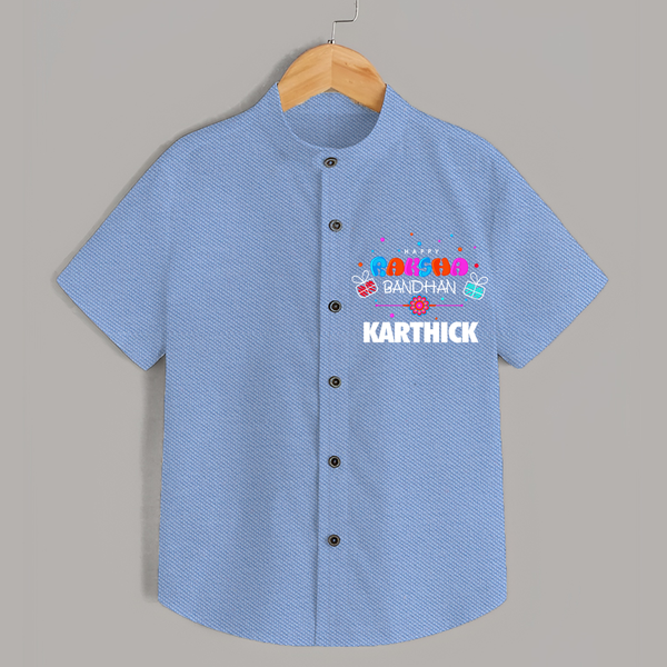 Festive Baby Shirt | Happy Rakhi Edition - SKY BLUE - 0 - 6 Months Old (Chest 23")