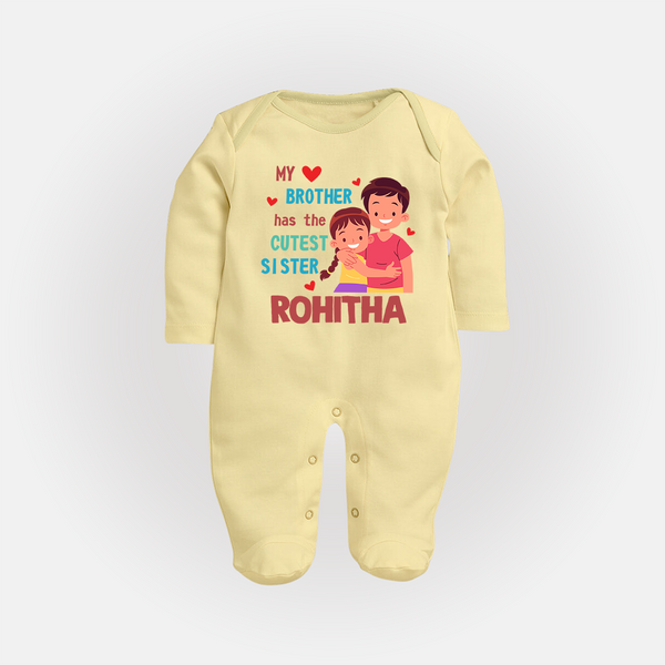 Brother Sister Matching Sleep Suit/ Fullsleeve Bodysuit | Celebrate the Bond in Style - PASTEL YELLOW - New Born (Chest 7.5")