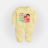 Brother Sister Matching Sleep Suit/ Fullsleeve Bodysuit | Celebrate the Bond in Style - PASTEL YELLOW - New Born (Chest 7.5")