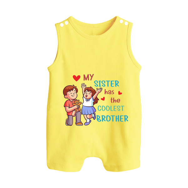 Baby Brother and Sister Romper Suit/ Sleeveless Romper | Perfect for Gifting - PASTEL YELLOW - 0 - 5 Months Old (Chest 18")