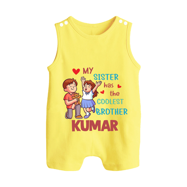 Baby Brother and Sister Romper Suit/ Sleeveless Romper | Perfect for Gifting - PASTEL YELLOW - 0 - 5 Months Old (Chest 18")