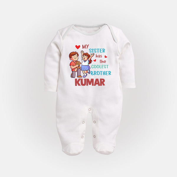 Baby Brother and Sister Sleep Suit/ Fullsleeve Bodysuit | Perfect for Gifting - WHITE - New Born (Chest 7.5")