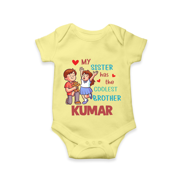Baby Brother and Sister Romper/Onesie | Perfect for Gifting - PASTEL YELLOW - New Born (Chest 14")