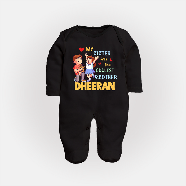 Baby Brother and Sister Sleep Suit/ Fullsleeve Bodysuit | Perfect for Gifting - BLACK - New Born (Chest 7.5")