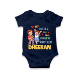 Baby Brother and Sister Romper/Onesie | Perfect for Gifting - NAVY BLUE - New Born (Chest 14")