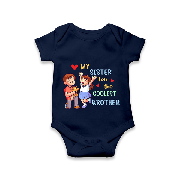 Baby Brother and Sister Romper/Onesie | Perfect for Gifting - NAVY BLUE - New Born (Chest 14")