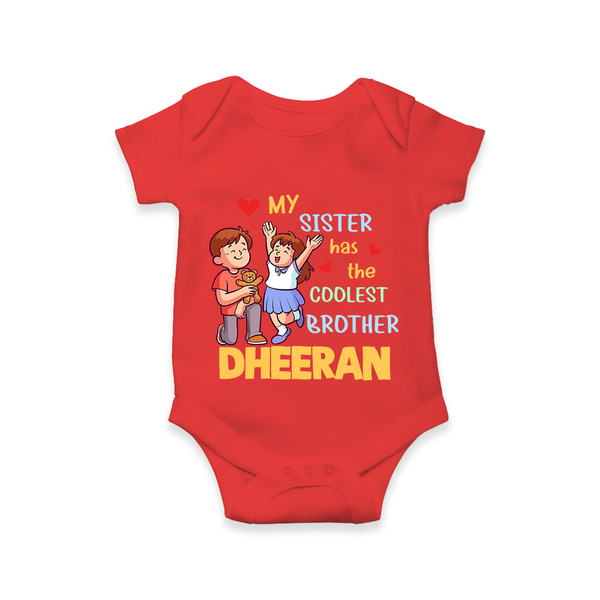 Baby Brother and Sister Romper/Onesie | Perfect for Gifting - RED - New Born (Chest 14")