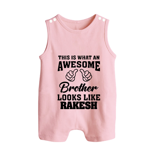 Cute Sibling Outfit for Kids | Brother and Sister Cotton Romper Suit/ Sleeveless Romper - BABY PINK - 0 - 5 Months Old (Chest 18")
